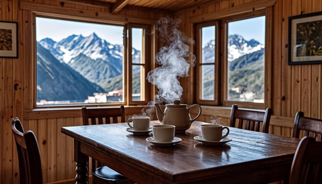 Traditional Himalayan teahouse dining hall